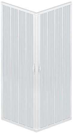 Duschkabine mit Faltenbalg, 80 x 80 cm, verkleinerbar, Farbe: Pastellweiß