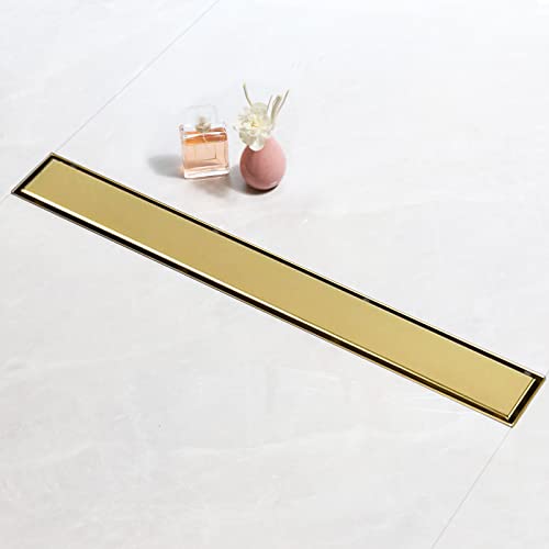 SaniteModar Duschrinne 60cm, Goldener Befliesbar Duschrinne extra flach, Edelstahl Bodenablauf…