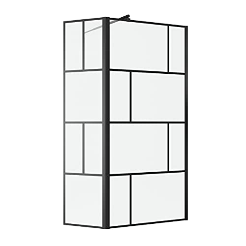 MARWELL Duschwand in modernem Design 90+40 x 195 cm - Glasdusche mit matt schwarzen Wandprofil - Einscheibensicherheitsglas für höchste Sicherheit - Montage auf Duschwanne oder Fliese