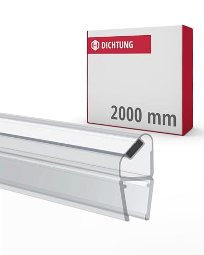 Gedotec Magnet-Duschlippendichtung für Duschtüren wasserabweisend | 1 Paar Profil-Dichtung 90° | Länge: 2 m | Duschdichtung 6mm - 8mm| Türdichtung PVC Transparent | Duschkabinen Dichtungen Duschwand