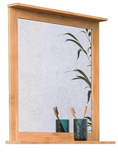 EISL BMBA02-SP Spiegel Bambus, Badspiegel mit Holzrahmen, Wandspiegel fürs Bad mit Ablage aus Holz,...