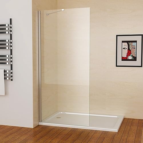 MEESALISA Duschwand für Dusche 90 x 183 cm, 6mm ESG NANO klares Glas Duschwand mit Haltestange, Walk in Duschabtrennung Duschtrennwand für Bad, WC, Badezimmer