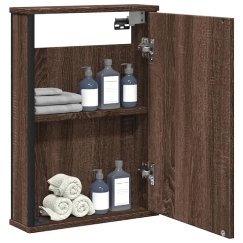 AUUIJKJF Home Items, Badezimmer-Spiegelschrank, braune Eiche, 42 x 12 x 60 cm, Holzwerkstoff, Anzugmöbel