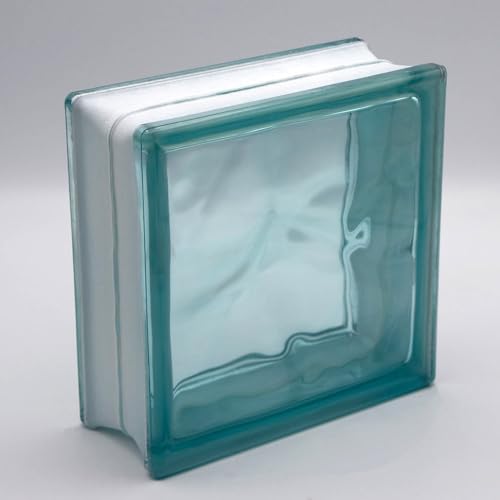 Basic Glasbaustein Wolke türkis (blaugrün), 19x19x8 cm - 6 Stück