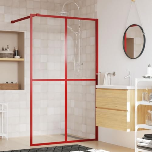 Duschwand für Begehbare Dusche mit ESG Klarglas Rot 140x195 cm, JUDYY Duschrückwand, Duschabtrennung, Glaswand Dusche, Duschglaswand, Duschtrennwand