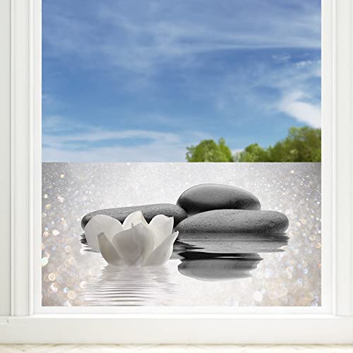 GRAZDesign Fensterfolie Bad Blickdicht bunt Wellness - Sichtschutzfolie maritim Badezimmer - für Dusche & Fenster - 80x57cm / Silbergrau