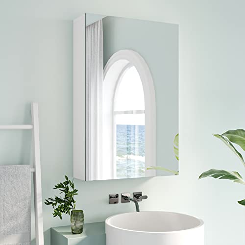Dripex Badezimmerschrank mit Spiegel, Badspiegelschrank, Spiegelschrank Bad mit verstellbarem Einlegeboden, Weiß 30 x 50 x 12,5 cm