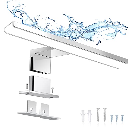 ERWEY 2 in 1 LED Badleuchte IP44 Spiegelleuchte 30CM Kaltweiß Schminklicht Badezimmer 230V Schrankleuchte Spiegelschrank Aufbauleuchte Schrank-Beleuchtung Bad Klemmleuchte (6000K 5W)