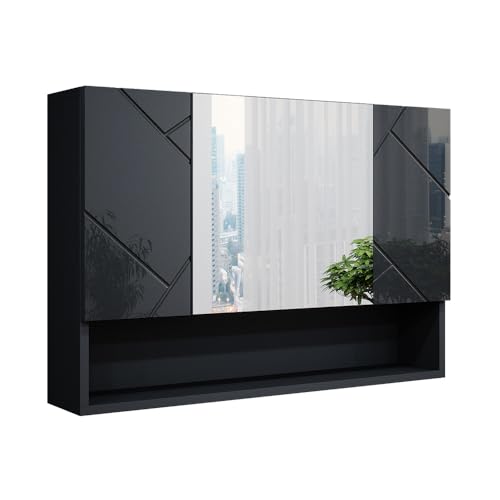 Vicco Bad Spiegelschrank Irma, Anthrazit Hochglanz, 80 x 55 cm