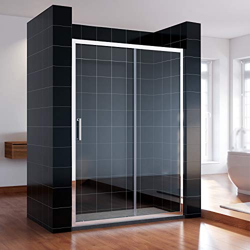SONNI Schiebetür Dusche 170x185cm Klarglas Duschwand Duschtüren Glasschiebetür