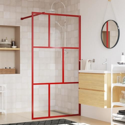 Duschwand für Begehbare Dusche mit ESG Klarglas Rot 100x195 cm, ZEYUAN Duschrückwand, Duschabtrennung, Glaswand Dusche, Duschglaswand, Duschtrennwand - 154956