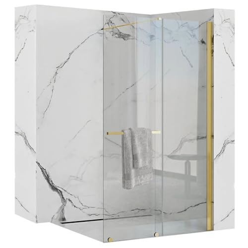 Rea CORTIS GOLD 120 Duschwand - WALK IN Gehärtetes transparentes Sicherheitsglas 6 mm (Gold)