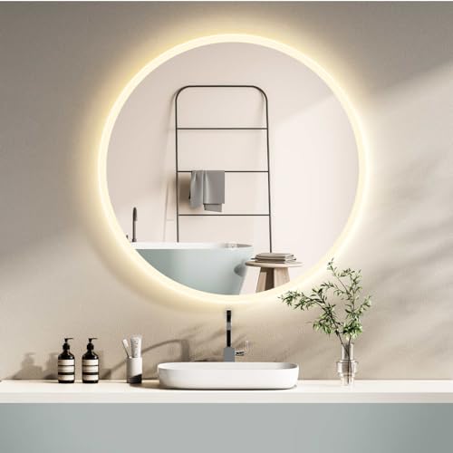 HOKO® Wandspiegel Rund 60cm LED Badspiegel Beleuchtung,mit Touch Schalter+Memory Funktion+Licht Wechsel...