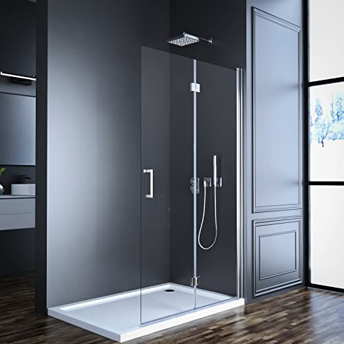 Goezes Walk-in Glas Duschwand 120x195cm Walk in Duschabtrennung, Faltbar Dusche Duschwand Duschtrennwand Duschabtrennung aus 6mm ESG Nano Easy-clean Glas, Sicherheitsglas Glastrennwand