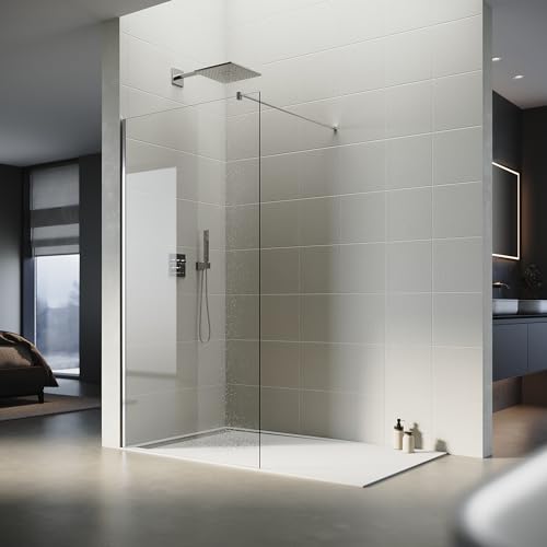 SONNI Duschwand Glas 120 x 200 cm Walk In Dusche 8 mm NANO Glas Duschtrennwand Glas Badewanne Duschwand