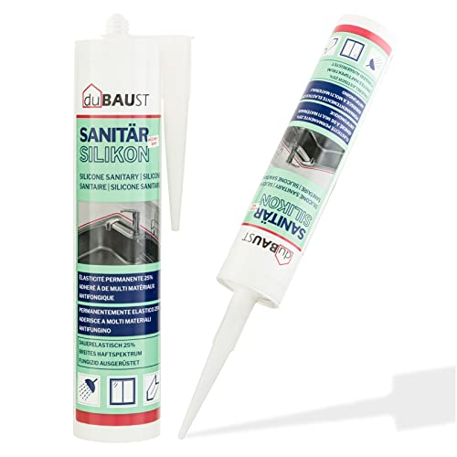 dubaust SAS24 Sanitärsilikon elastisch dauernassbeständig schimmelresistent Bad Küche Dusche Feuchträume 310ml Kartusche (transparent)