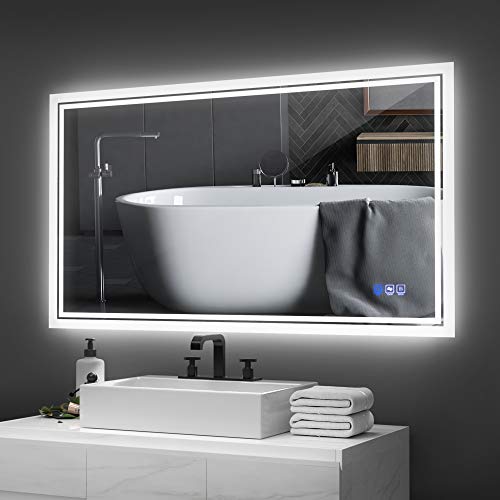 MUPAI Badspiegel LED Badezimmerspiegel Beleuchtet Bad Spiegel Wandspiegel (Weiß, Filet, 50x70cm) (Weiß,...