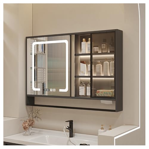 Spiegelschrank bad，badezimmer spiegelschrank，badezimmer spiegelschrank mit beleuchtung，Mirror Cabinet for Bathroom，mit Touch Schalter Kabelloses Scharnier Design，Anti-Nebel(A,W110*H70cm/W43.3*H27.6in)