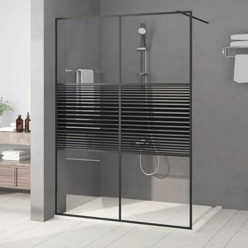 CIADAZ Duschwand für Begehbare Dusche Schwarz 140x195 cm ESG-Glas Klar, Duschrückwand, Duschabtrennung, Glaswand Dusche, Duschglaswand, Duschtrennwand