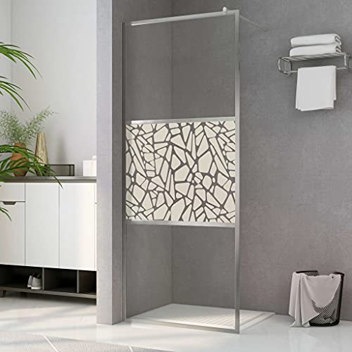 Duschwand für Begehbare Dusche ESG-Glas Steindesign 140x195 cm,146654
