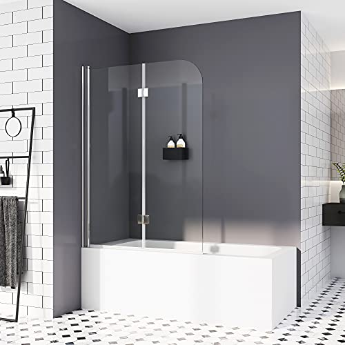 Duschwand für Badewanne,110 x 140 cm Duschabtrennung Sicherheitsglas hell Duschwand Duschabtrennung Nano Glas