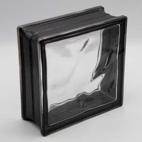 Design Glasbaustein Wolke Reflex schwarz, 19x19x8 cm - 6 Stück