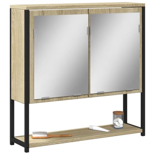 qohoio Bad-Spiegelschrank Sonoma-Eiche 60x16x60 cm Spiegelschrank Bad Mit Beleuchtung SpiegelschräNke FüRs Bad Spiegelschrank Holzwerkstoff - 842422