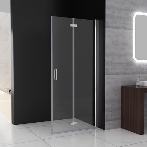 MIQU Faltbar Duschwand 120x197 cm Walk in Dusche Pendeltüren Duschabtrennung mit Falttür Drehtür Duschkabine Nischentür 6mm NANO Sicherheitsglas Duschtrennwand ohne Duschwanne