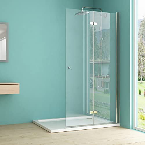 IMPTS walk in Dusche Glaswand 120x185 cm Duschwand Glas Duschkabine Duschtrennwand Falttüren Duschabtrennung