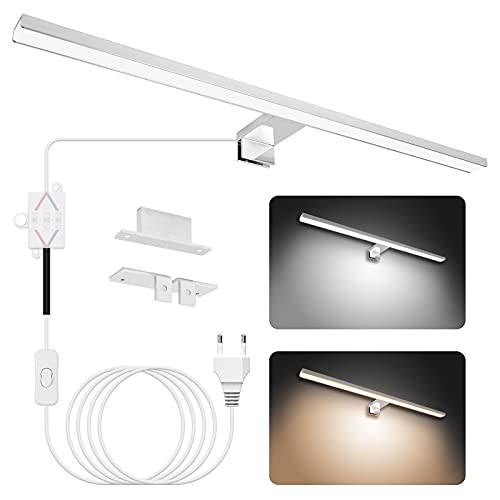 NIORSUN Spiegelleuchte Bad LED 15W 60cm, Zweifarbige Temperatur 4000K 6000K, 1500LM, IP44 Wasserdicht Badezimmer Lampe, für Wandbeleuchtung und Spiegel Beleuchtung, Spiegellampe Badezimmer