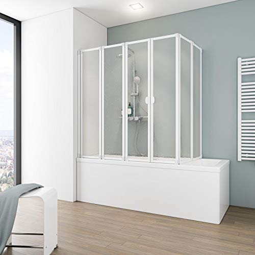 Schulte Duschabtrennung faltbar für Badewanne 70-80 cm, einfacher Aufbau, Kunstglas Softline hell, alpinweiß, langlebig, D1700 04 01