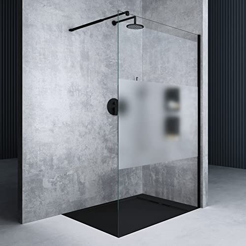 Mai & Mai 150x200cm Walk-In Dusche Schwarz Duschwand für Dusche Duschabtrennung ESG-Sicherheitsglas 8mm NANO Glas BRAM3 Bremen1MS