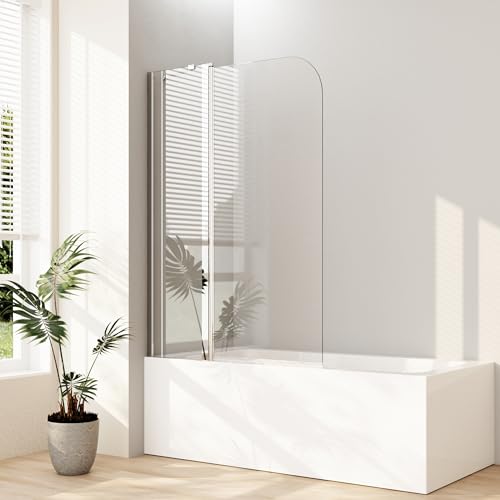 Boromal Duschwand für badewanne, 90x140cm Drehtür Badewannenaufsatz Duschtrennwand Duschabtrennung mit 6mm Nano Easy Clean Glas