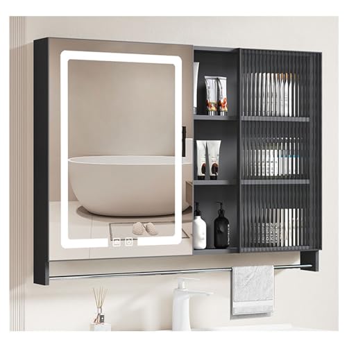 ZXCASDF Spiegelschrank，Badezimmer spiegelschrank，bad spiegelschrank mit Beleuchtung，Berührung Sensorschalter，doppeltürig Aluminium beschlagfrei Badezimmer spiegelschrank(B2,W70*H65cm/W27.6*H25.6in)