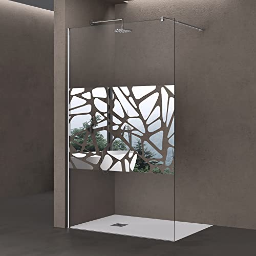 doporro Luxus Duschwand für Dusche Duschabtrennung 120x200cm Walk-In Dusche 10mm ESG-Sicherheitsglas Eisschollen inkl. Nanobeschichtung Bremen02BL