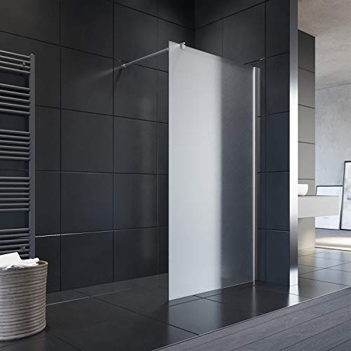 ELEGANT Walk-In Dusche 120x200 cm mit Stabilisator aus 8 mm Vollsatiniert Glas inkl. Nanobeschichtung