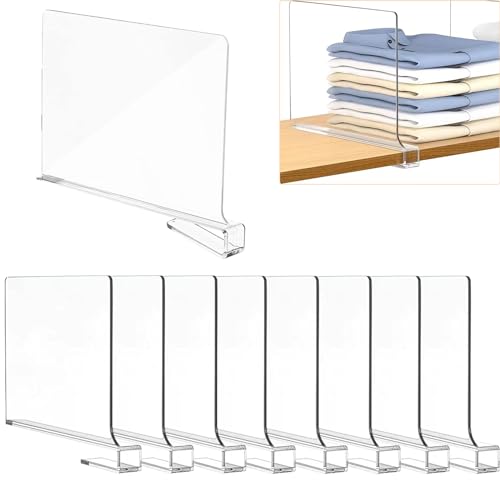 URHELP 8 Stück Transparente Acryl-regaltrenner, Multifunktionaler Shelf Divider, 30x20cm Regalteiler, Kleiderschrank Trenner für Schlafzimmer Küche Schränke und Organisation