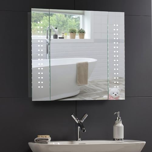 Neue Design Mood LED beleuchteter Badezimmer Spiegelschrank mit Antibeschlag-Pad, Steckdose, Sensor-Schalter...