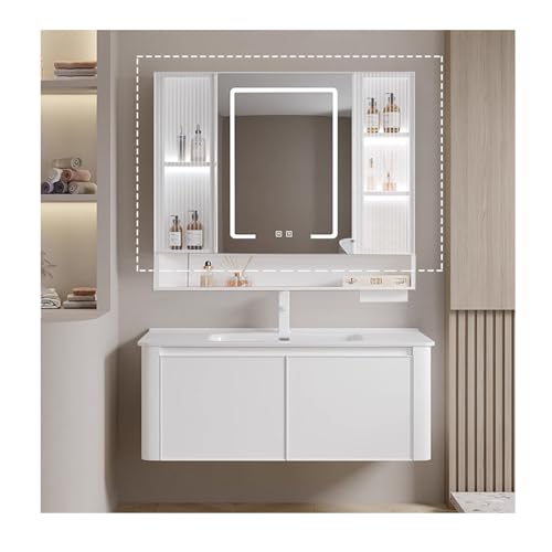 QWEASDF Badezimmer spiegelschrank,spiegelschrank bad,Spiegelschrank,spiegelschrank mit Beleuchtung,bad spiegelschrank mit Beleuchtung,contrôle tactile, Energiesparend(B,W70*H70cm/W27.5*H27.5in)