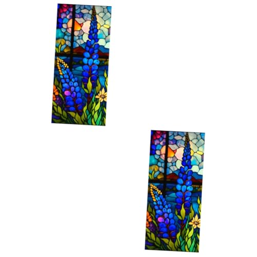 Cabilock 2St Bunte Blumen Wandtattoo Film Tür Privatsphäre haften Fleck haftet Dekor UV fensterfolie buntglas fensterfolie Badezimmer Aufkleber Folie für Glastüren gefärbte Fensterfolie PVC