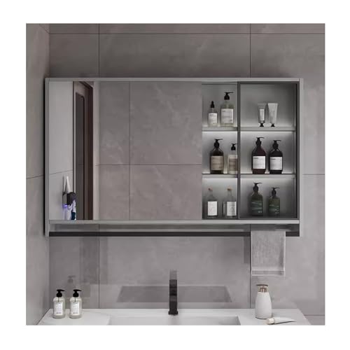 Badezimmer spiegelschrank,Spiegelschrank mit LED-Beleuchtung, Badezimmerspiegel mit Touchschalter Wandspiegel， Handtuchhalter，3 einstellbare Lichtfarbe,für Badezimmer(A,W120*H75cm/W47.2*H29.5in)