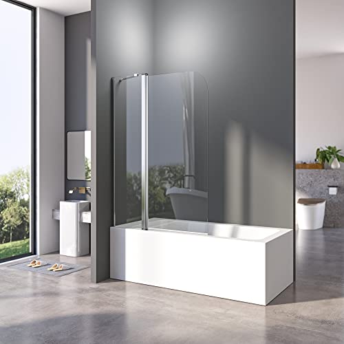 Duschtrennwand für Badewanne 90 x 140 cm Faltwand für Badewanne 6mm ESG Glas Nano Beschichtung Duschtrennwand Badewannenaufsatz