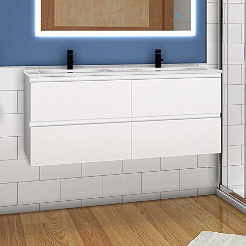 Aica Sanitär Badmöbel Set 120cm Badezimmer Waschtisch mit Unterschrank Weiß Matt