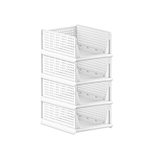 DYOUen Kleiderschrank-Schubladenboxen, stapelbarer Kleiderschrank-Organizer, faltbare Aufbewahrungsboxen für die Heimorganisation (weiß 4)
