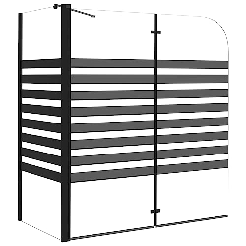 vidaXL Duschabtrennung Duschkabine Dusche Duschwand Duschtür Eckeinstieg Eckdusche Schwingtür Schiebetür Badezimmer Gestreift 120x68x130 cm Hartglas