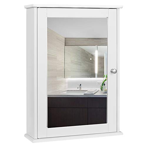 EUGAD Spiegelschrank für Badzimmer Hängeschrank Badschrank Spiegel mit Ablage Schminkschrank aus Holz 42 x 58,5 x 12 cm weiß