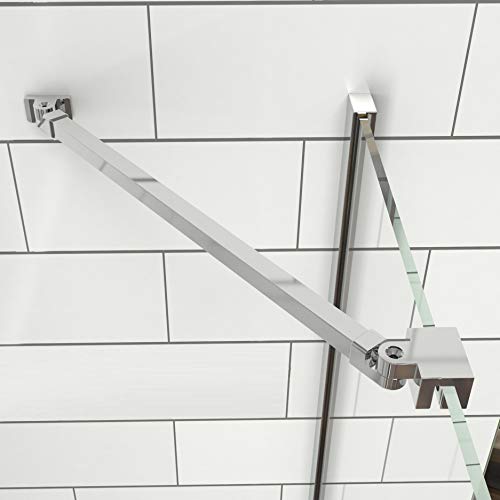 Meykoers Haltestange für Duschwand Stabilisator mit Winkel 180°drehbar flexibel 500mm für Glasstärke 5-6mm, Stabilisierungsstange für Dusche Walk-in Duschwände - Edelstahl + Aluminium