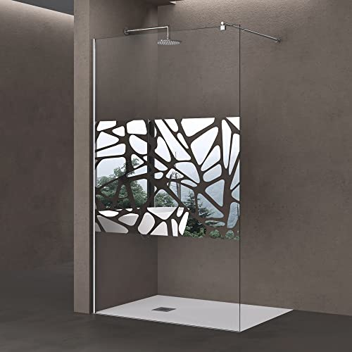 doporro Luxus Duschwand für Dusche Duschabtrennung 140x200cm Walk-In Dusche 10mm ESG-Sicherheitsglas Eisschollen inkl. Nanobeschichtung Bremen02BL