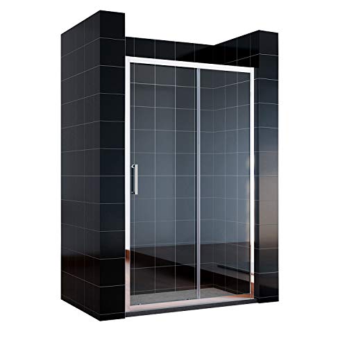 SONNI Schiebetür Dusche 130 cm Duschtüren Duschabtrennung Glasschiebetür Höhe 185 cm Klarglas Duschwand Duschkabine