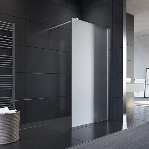 ELEGANT 120x200 cm Walk-In Dusche mit Stabilisator aus 8 mm Vollsatiniert Glas inkl. Nanobeschichtung